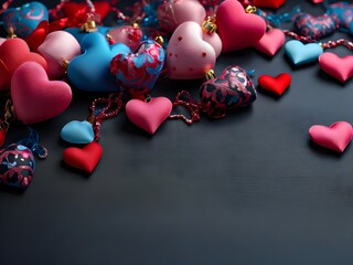 a group of colorful hearts arranged  on a black surface
