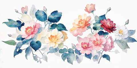 Beautiful watercolor abstract floral illustration