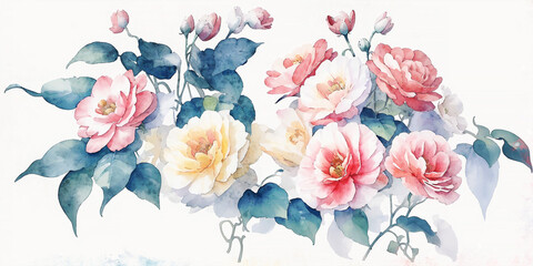 Beautiful watercolor abstract floral illustration