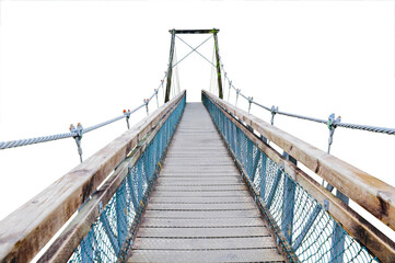 Old wooden suspension bridge isolated png