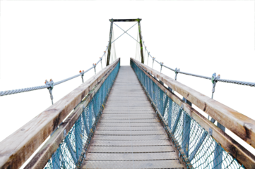 Old wooden suspension bridge isolated png