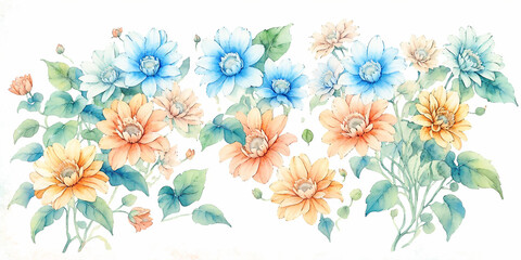 Fototapeta na wymiar Beautiful watercolor abstract floral illustration