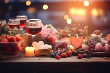 Romantic food dinner background - obrazy, fototapety, plakaty