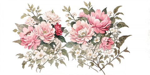 Beautiful watercolor abstract floral illustration