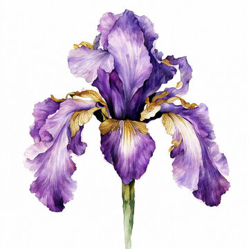 Beautiful vector image with nice watercolor iris flowers on white background