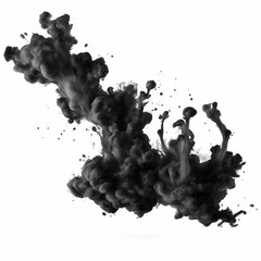 AI generated illustration of wispy plumes of black smoke on a white background