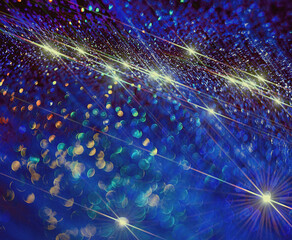 lights in the night. blue background with bokeh and light