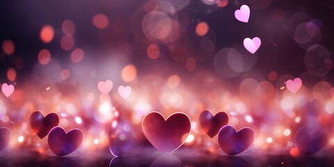 heart-shaped bokeh effect glitter background with love, romance and relationship