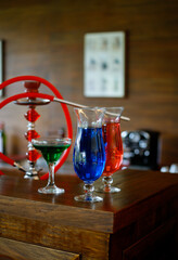 colorful cocktails party at bar