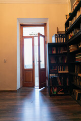 office with a shelf with books, library, office