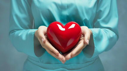 Doctor holding Heart, closeup. Healthcare Medical Insurance Business, World heart health day concept. support with doctor's