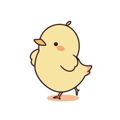 Cute little chicken isolated on a white background. Vector illustration.