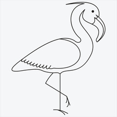 One line hand drawn heron outline vector illustration art