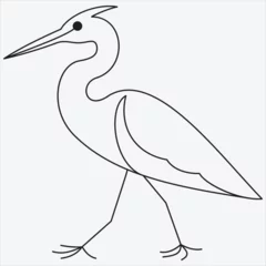 Foto op Plexiglas One line hand drawn heron outline vector illustration art © golam