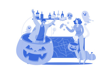 Halloween Illustration concept on white background