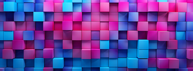 a background made of colored blocks in pink and blue, in the style of lightbox, extruded design, glossy finish, abstraction-création, dark violet and sky-blue, vibrant murals, realistic color schemes