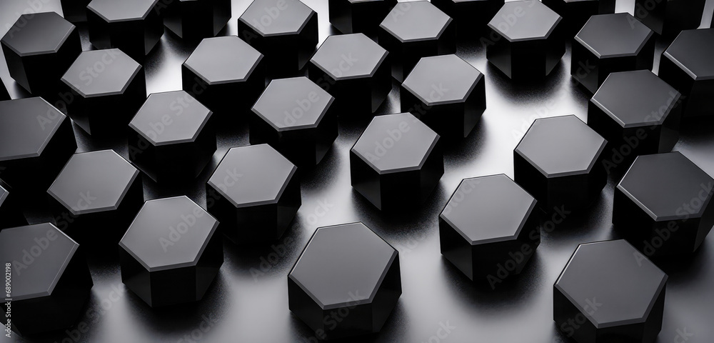 Poster abstract hexagon dark 3d background. black geometric background for design. abstract technological h
