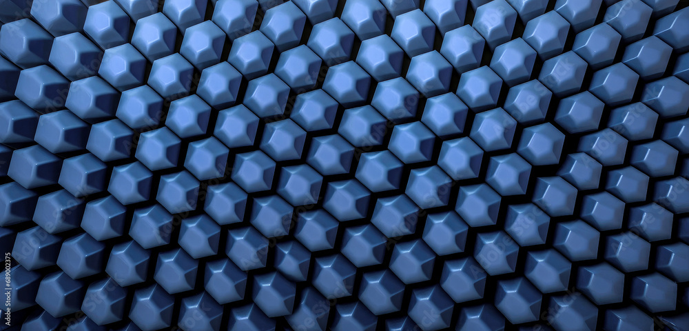 Poster abstract honeycomb holographic geometric pattern texture. background of abstract blue 3d hexagon bac