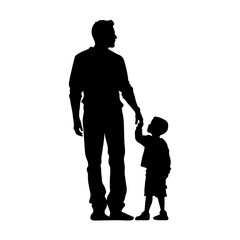 Father and son. Vector silhouette isolated on white background illustration for fathers day