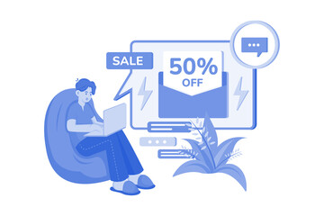 Man getting promotional messages