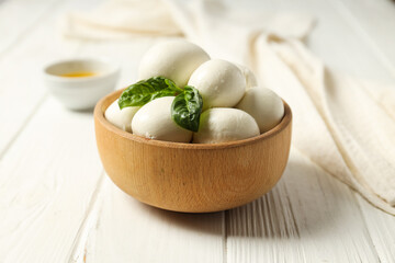 Mozzarella cheese, concept of tasty dairy products