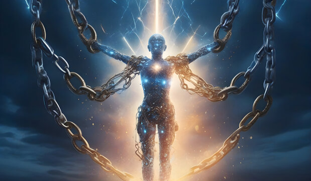 Breaking Chains: Triumph over mental challenges. A visual journey of resilience, empowerment, and breaking free from obstacles. Mental strength in every stroke