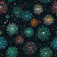 seamless pattern with fireworks