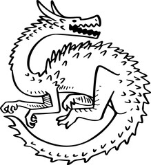 hand drawn dragon illustration.