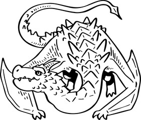 hand drawn dragon illustration.