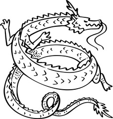 hand drawn dragon illustration.
