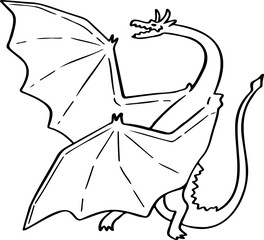 hand drawn dragon illustration.