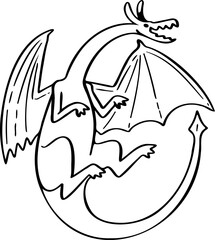 hand drawn dragon illustration.