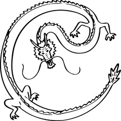 hand drawn dragon illustration.