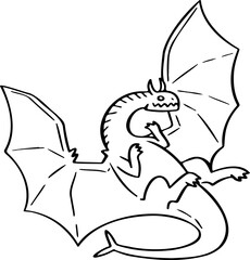 hand drawn dragon illustration.