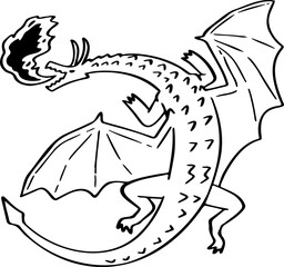 hand drawn dragon illustration.