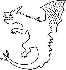 hand drawn dragon illustration.