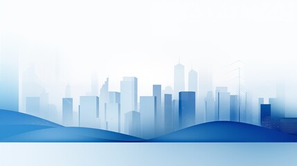Real estate blue modern building silhouettes on white neutral background as a banner