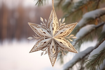 Christmas tree decorations in eco style - obrazy, fototapety, plakaty