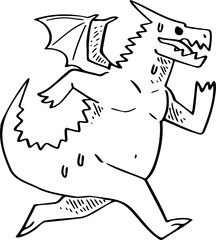 hand drawn dragon illustration.
