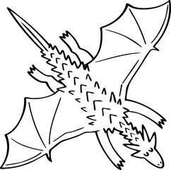 hand drawn dragon illustration.