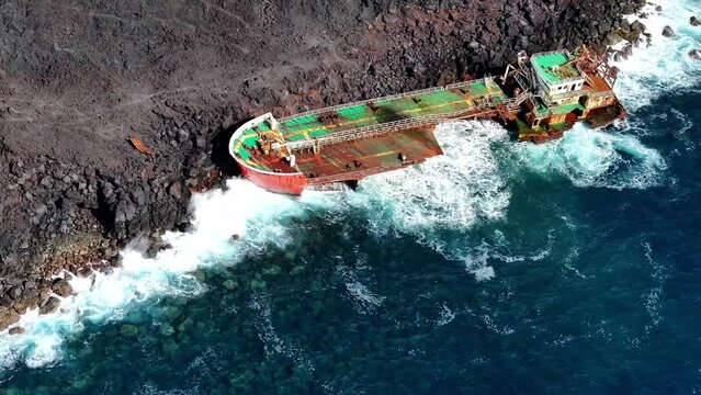 Oil tanker cargo ship ran aground the reunion island skyview