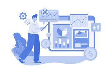 Stock Market analysis Illustration concept on white background