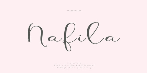 Abstract Fashion font alphabet. Minimal modern urban fonts for logo, brand etc. Typography Calligraphy typeface uppercase lowercase and number. vector illustration