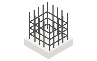 Illustrative illustration of building structure, isometric illustration of reinforced concrete (RC)