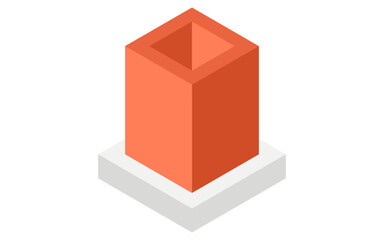 Illustration of building structure, isometric illustration of steel frame (Steel)