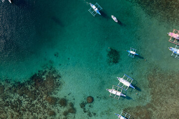 aerial view of boat in the ocean