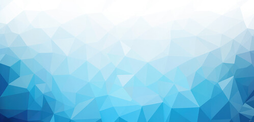 Blue White Light Polygonal Mosaic. Blue White geometric rumpled triangular low poly origami style...