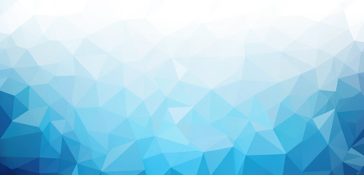 Blue White Light Polygonal Mosaic. Blue White geometric rumpled triangular low poly origami style gradient illustration graphic background.