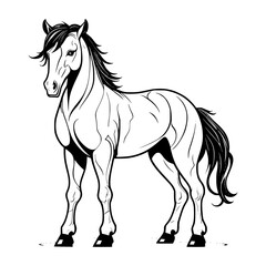 Obraz na płótnie Canvas horse illustration silhouette isolated on white, horse mascot isolated on white background, horse Black illustration 