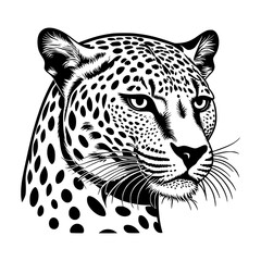 leopard, leopard head mascot  isolated on white background, leopard head Black  illustration 